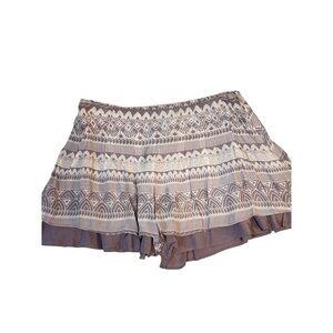 Free People Boho Ruffle Hem Geometric Print Shorts Womens Size 4